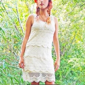 American Eagle Scalloped Crochet Mini Dress XS